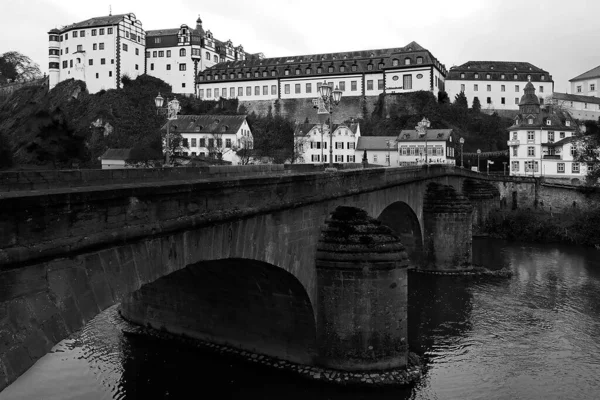 Wunderschöner Blick Von Außen Auf Die Weilburg Schwarz Weiß — Stockfoto