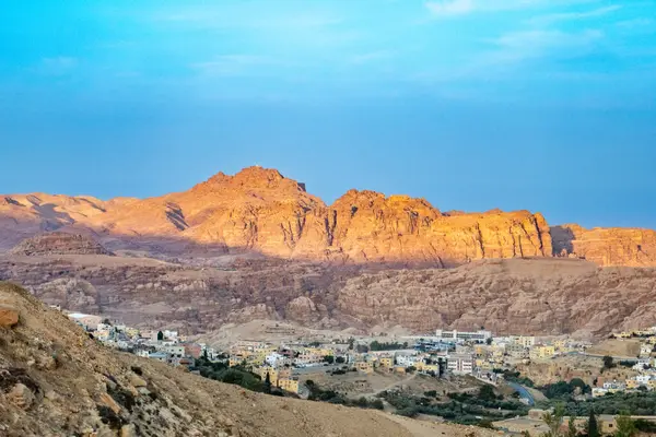 Vista Para Wadi Musa Cênica Lugar Para Visitar Templos Petra — Fotografia de Stock
