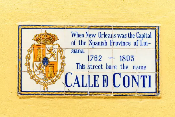 Old Street Name Calle Conti Tiles French Quarter New Orleans — Stock Photo, Image