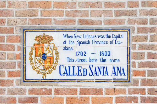 Oude Straatnaam Calle Santa Ana Geschilderd Tegels Franse Wijk New — Stockfoto
