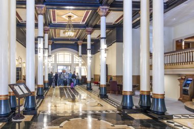 Austin, Teksas - 3 Kasım 2023: Austin, ABD 'deki tarihi otel Driskill' in içinde.