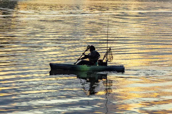 Austin Texas Novembro 2023 Pescador Início Manhã Pesca Luz Com — Fotografia de Stock