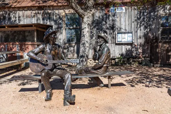 Luckenbach Usa November 2023 Jerry Jeff Walkers Hondo Crouch Statue — Stock Photo, Image