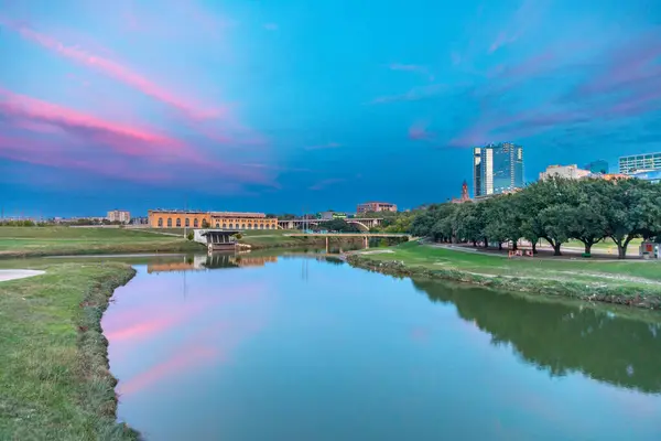 Skyline Fort Worth Seen River Trinity Park Texas Usa — Stock Photo, Image