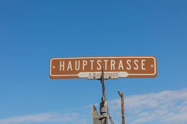 Street Sign Hauptstrasse English Main Street Small Western Village Boerne — Stock Photo, Image