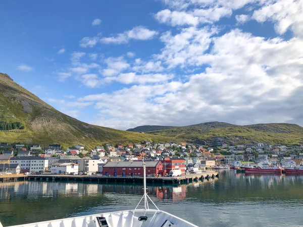 Прибытие Гавань Тромсо Районе Тромсдалена Норвегии Корабле — стоковое фото