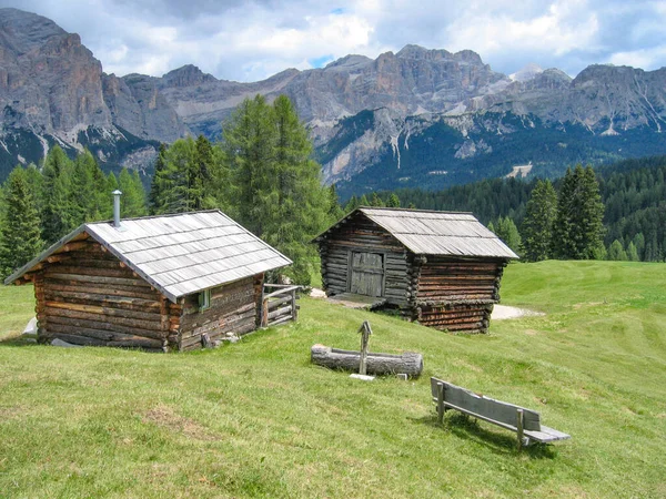 Vue Panoramique Sur Les Dolomites Avec Cabane Premier Plan Italie — Photo