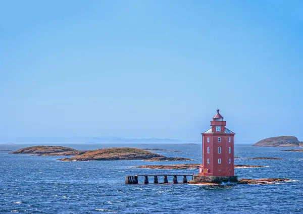 Kjeungskjaer Lighthouse Norwegian Kjeungskjaer Fyr Coastal Lighthouse Municipality Oerland Trondelag — Stock Photo, Image