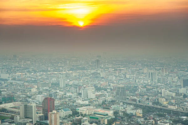 Воздух Бангкока Горизонта Реке Чао Прайя Закате Смог Загрязнения Воздуха — стоковое фото