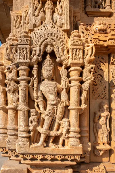 stock image Ancient bas-relief of famous Neminath Jain temple in Ranakpur, Rajasthan state of India