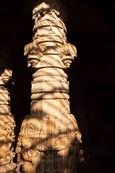 印度贾萨尔默堡庙宇漂亮雕刻的细节 — 图库照片