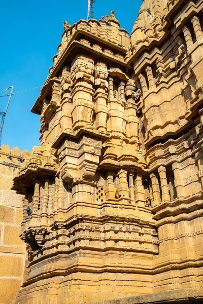 Detalhe Belas Esculturas Templos Jaisalmer Fort Jain Índia — Fotografia de Stock
