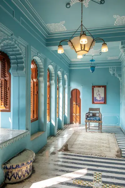 stock image Udaipur, India - February 16, 2024: inside of City Palace in Rajasthan, city of Udaipur. It is a palace complex located on the east bank of Lake Pichola.