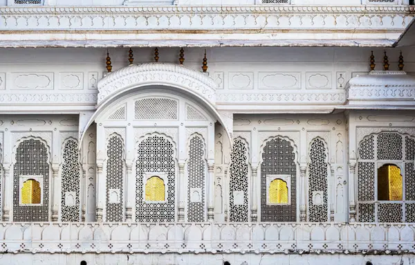 Gazdag Díszített Külseje Lalgarh Palace Bikaner Rajasthan India Ázsia — Stock Fotó
