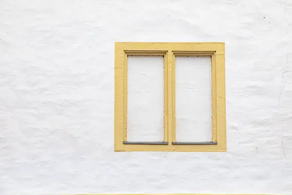 Background Old Window Frame Bricked Window White Color — Stock Photo, Image