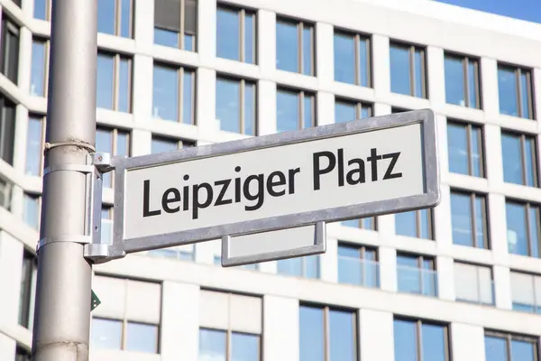 Вуличний Знак Leipziger Plaza Engl Площа Лейпцига Берліні Німеччина Стокове Фото