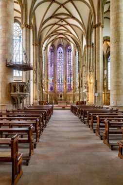 Munster, Almanya - 13 Nisan 2024: Munster 'daki Sankt Lamberti Kilisesi' nde.