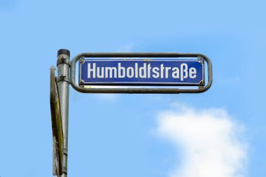 street name Humboldtstrasse - engl. street of Humboldt in Wiesbaden under blue sky clipart