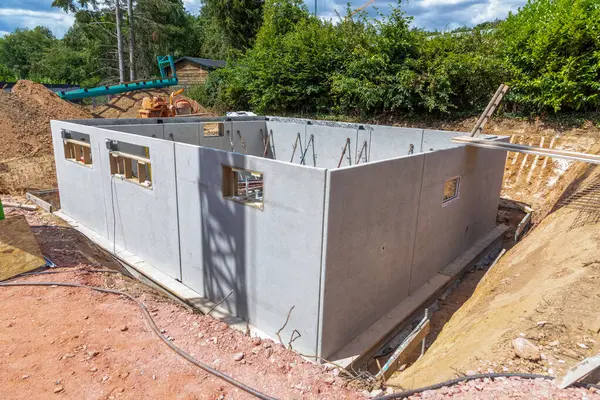 Stock image cellar at a construction site with waterproof concrete called white cellar construction