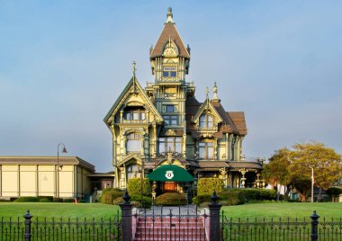 Eureka, California - July 7, 2008: The Carson Mansion, former home of lumber baron William Carson, is now The Ingomar Club, a private social club, in Old Town Eureka. clipart