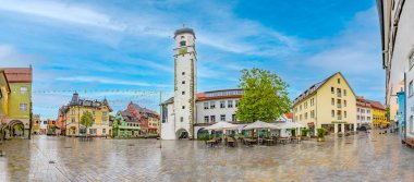 Isny, Germany - July 3, 2024: aerial view to central market square in Isny, Bavaria. clipart