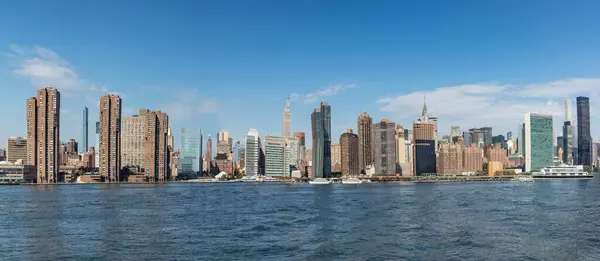 stock image NEW YORK, USA - OCT 10, 2017: panorama of New York with river Hudson and UN building.