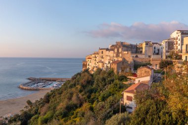 Beautiful early morning view to the village of Sperlonga, Lazio region of Italy. clipart