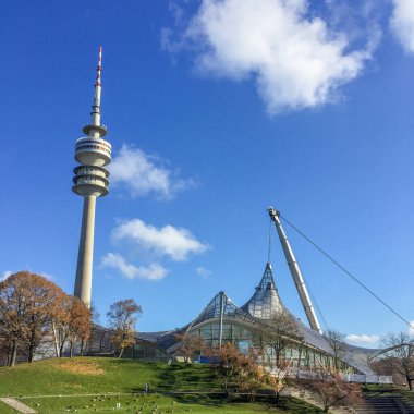 Olympia Park with tower in Munich City, Germany clipart