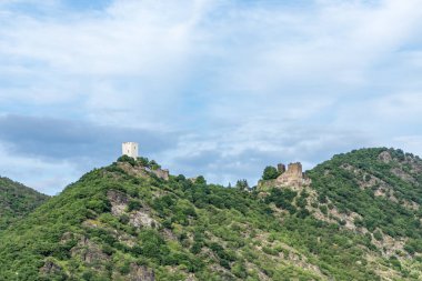 Castles Sterrenberg Liebenstein - the 'enemies' -  near Kamp-Bornhofen on the Rhine River, Germany clipart