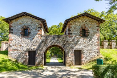 Frankfurt, Almanya yakınlarındaki Roma kalesinin ana kapısı.