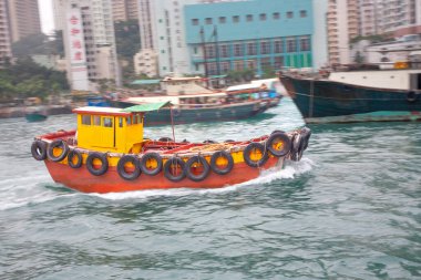 Victoria, Hongkong 'da ABerdeen Limanı' nda hurda su taksisi..