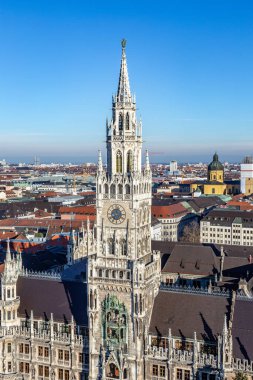 view to skyline of Munich with new town hall and view to Marienplatz clipart