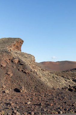 Lanzarote, Kanarya Adaları, İspanya 'daki Timanfaya volkanı ulusal parkının manzarası