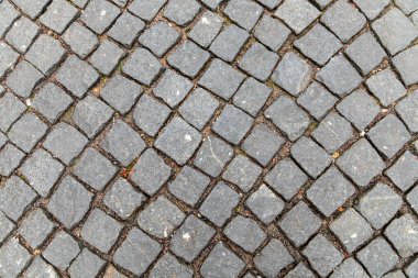 Caddedeki tarihi gri kaldırım taşı deseninin arka planı