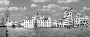 Wittenberg, Almanya - 25 Mart 2016: Luther City Wittenberg 'in ana meydanı, Almanya. Wittenberg UNESCO Dünya Mirasları Alanında.