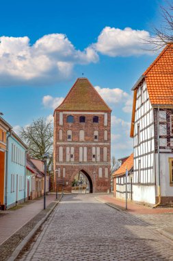Kullanım alanı, Almanya - 27 Mart 2016: Kullanım Şehri 'nin Anklam Kapısı' na bakan Kullanım Kenti.