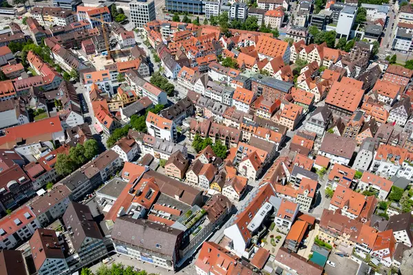 Kuş bakışı Ulm minster kuleden gündüz üzerinde ateş üzerinde