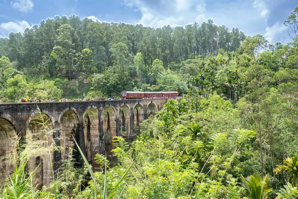 Nuwara Eliya, Sri Lanka 'daki dokuz kemerli demiryolu köprüsü.