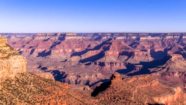 Čas Plyne Grand Canyonu Jak Stíny Formují Napříč Rozlohou — Stock video