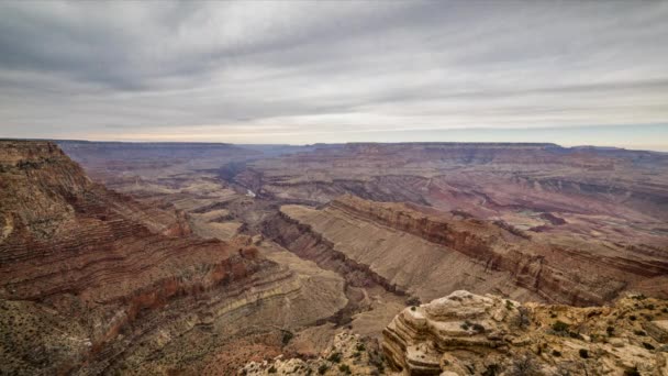 Clouds Move Grand Canyon Lipan Point Overlook Day Turns Night — Stock Video