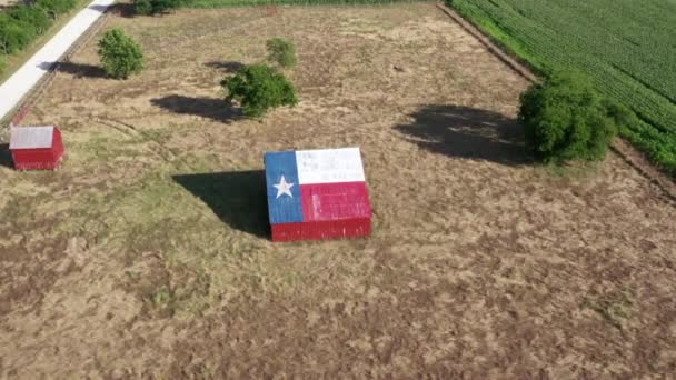 Des Images Drones Une Ancienne Grange Abandonnée Avec Symbole Texas — Video