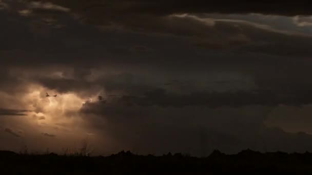 Time Lapse Massive Lightning Storm Great Plains Provides Dramatic Light — Stock Video