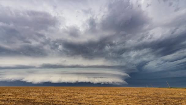 Uma Supercélula Meteorológica Mesociclones Que Estágio Pré Tornado Passa Sobre — Vídeo de Stock