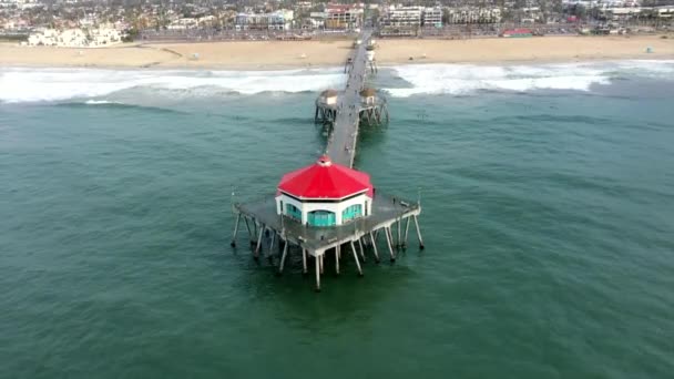 Orange County California Daki Ünlü Huntington Sahili Nin Hava Manzarası — Stok video