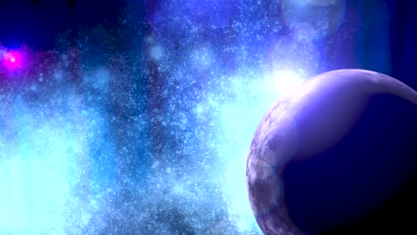 Una Hermosa Estrella Fugaz Fondo Una Galaxia Azul Llena Estrellas — Vídeos de Stock