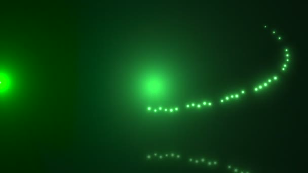 Abstrakt Slumpmässig Uppsättning Gröna Partiklar Flyger Över Grön Glödande Bakgrund — Stockvideo