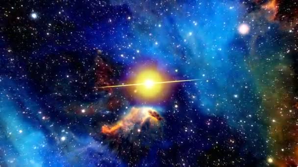 Egy Élénk Szupernóva Lassan Növekszik Élénk Galaxisokkal Csillagokkal Sötét Mélyűrrel — Stock videók