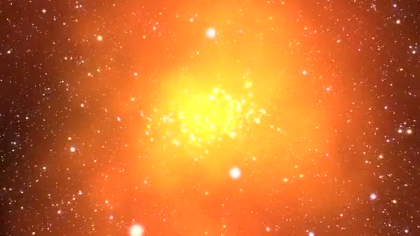 Viaje Galáctico Través Una Brillante Galaxia Naranja Llamas Con Estrellas — Vídeos de Stock