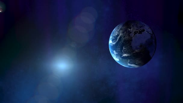 Dönen Güneş Panellerine Sahip Yüksek Teknolojili Bir Iletişim Uydusu Uzayda — Stok video