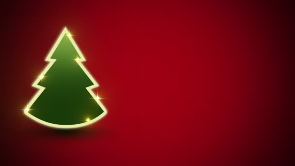 Animované Blikání Světel Vánočním Stromečku Červeném Pozadí Kde Prostor Pro — Stock video